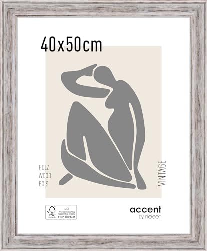accent by nielsen Holz Bilderrahmen Vintage, 40x50 cm, Weiß von accent by nielsen
