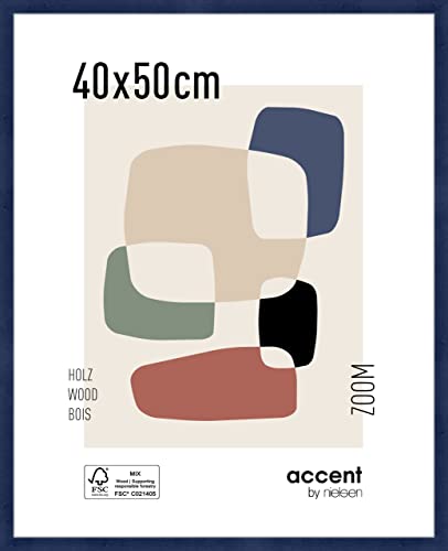 Accent Holz Bilderrahmen Zoom, 40x50 cm, Dunkelblau von Nielsen
