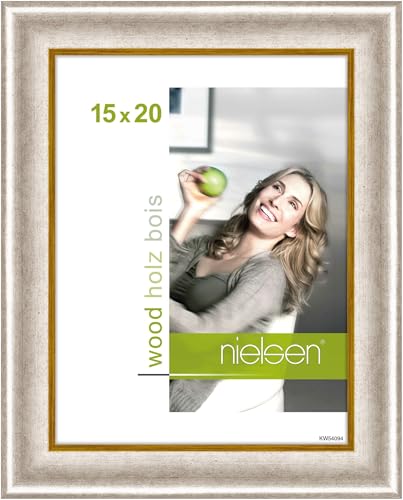 nielsen Bilderrahmen, 15 x 20 cm, Holz, Silber, Fotorahmen zum Auftstellen und Aufhängen im Hoch- & Querformat, Echtglas, Derby nielsen Bilderrahmen, 15 x 20 cm, Holz, Silber, Fotorahmen zum Auftstellen und Aufhängen im Hoch- & Querformat, Echtglas, Derby von nielsen