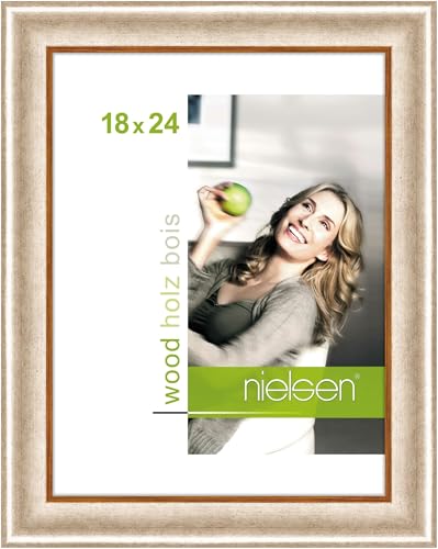 nielsen Bilderrahmen, 18 x 24 cm, Holz, Silber, Fotorahmen zum Auftstellen und Aufhängen im Hoch- & Querformat, Echtglas, Derby von nielsen
