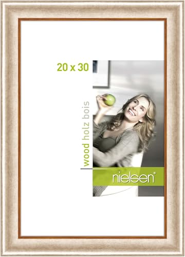 nielsen Bilderrahmen, 20 x 30 cm, Holz, Silber, Fotorahmen zum Aufhängen im Hoch- & Querformat, Echtglas, Derby von nielsen