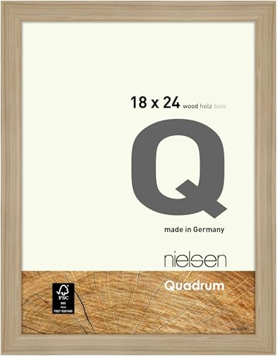 nielsen Bilderrahmen, 18 x 24 cm, Holz, Eiche Natur, Fotorahmen zum Auftstellen und Aufhängen im Hoch- & Querformat, Echtglas, Quadrum von nielsen