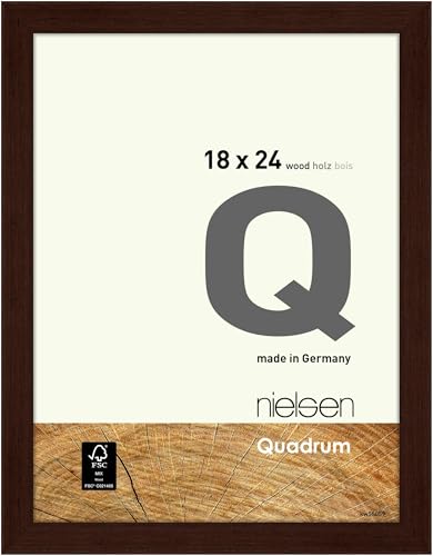 nielsen Bilderrahmen, 18 x 24 cm, Holz, Wengé, Fotorahmen zum Auftstellen und Aufhängen im Hoch- & Querformat, Echtglas, Quadrum von nielsen