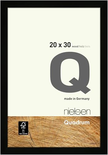 nielsen Bilderrahmen, 20 x 30 cm, Holz, Schwarz, Fotorahmen zum Auftstellen und Aufhängen im Hoch- & Querformat, Echtglas, Quadrum von nielsen