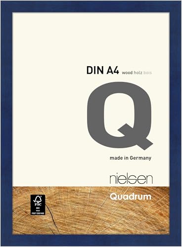 nielsen Bilderrahmen, 21 x 29,7 cm (A4), Holz, Blau, Dokumentenrahmen zum Aufhängen im Hoch- & Querformat, Echtglas, Quadrum von nielsen