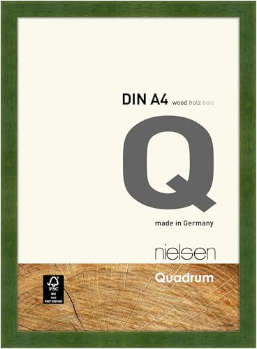 nielsen Bilderrahmen, 21 x 29,7 cm (A4), Holz, Grün, Dokumentenrahmen zum Aufhängen im Hoch- & Querformat, Echtglas, Quadrum von nielsen