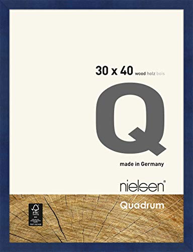 nielsen Bilderrahmen, 30 x 40 cm, Holz, Blau, Fotorahmen zum Aufhängen im Hoch- & Querformat, Echtglas, Quadrum von nielsen