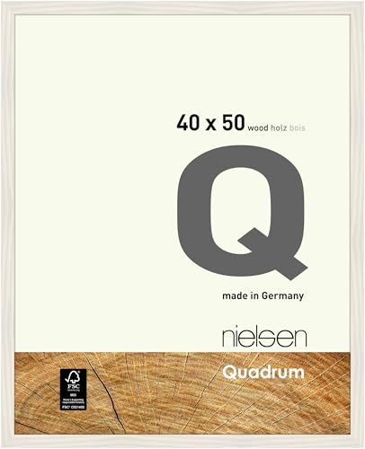 nielsen Bilderrahmen, 40 x 50 cm, Holz, Weiß, Posterrahmen zum Aufhängen im Hoch- & Querformat, Echtglas, Quadrum von nielsen
