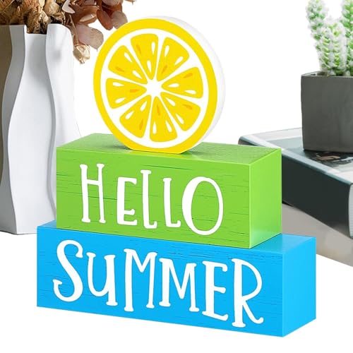 Niesel Hello Centerpieces for Dining Room Table,Lemon Welcome Sign | Rustikales buntes abgestuftes Tablett, freistehendes Urlaubsornament für Zuhause, Tischdekoration, Kaminsims, Schreibtisch von Niesel
