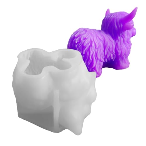 Niesel Kerzenwachs-Formen – 3D-Silikon-Highland-Kuh-Kerzenform, Bauernhoftier-Gießen, dekoratives Ornament für Schmuck, Zuhause, Hobbyisten-Fans, Schlüsselanhänger, Urlaubsdekoration, tägliches von Niesel