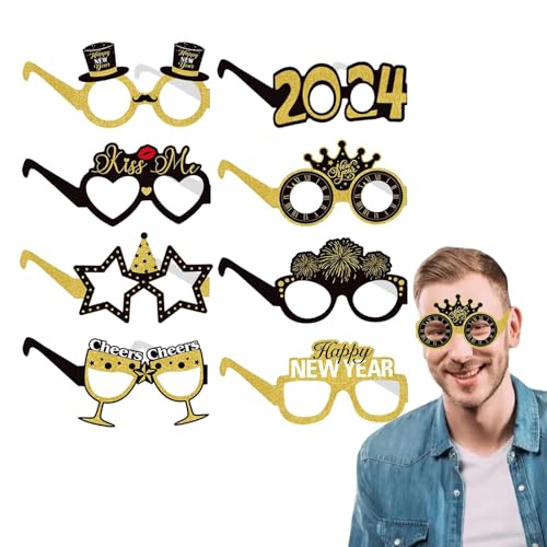 Niesel Silvesterbrille, 8 x Papier-Sonnenbrillen, Silvesterzubehör, leichte Fotografie-Dekoration, Foto-Requisiten, Brille für Neujahr Niesel Silvesterbrille, 8 x Papier-Sonnenbrillen, Silvesterzubehör, leichte Fotografie-Dekoration, Foto-Requisiten, Brille für Neujahr von Niesel