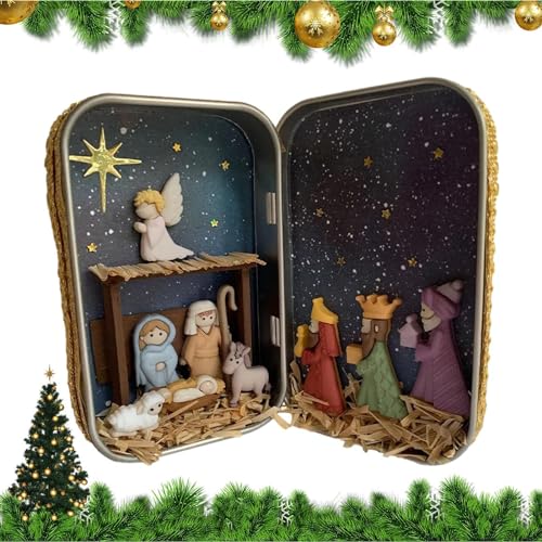 Niesel Tischkrippendekoration, Holzfiguren, Weihnachtskrippe, Ornament, Heilige Handwerk, Tischdekoration, Heilige Familie, religiöse Figur, bunte Krippenfigur, Ornament Niesel Tischkrippendekoration, Holzfiguren, Weihnachtskrippe, Ornament, Heilige Handwerk, Tischdekoration, Heilige Familie, religiöse Figur, bunte Krippenfigur, Ornament von Niesel