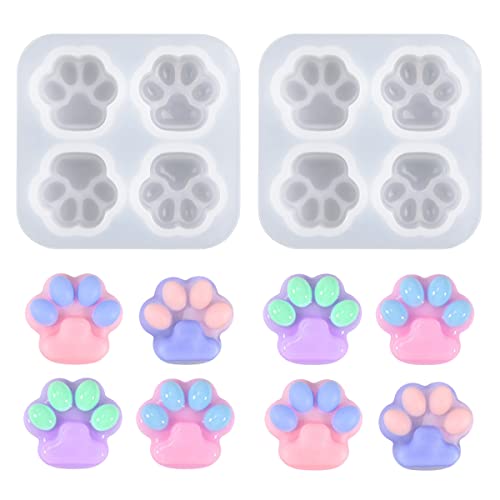 Nifocc 2 Stück Katzenpfoten Epoxidharz Formen Bärentatze Resin Mold Hund Katzenkralle Kristall Gießform Casting Form Tierform Silikonform für DIY Basteln Schmuck Schlüsselanhänger Ohrring von Nifocc