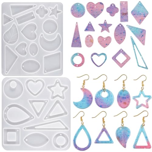 Nifocc 2 Stück Schmuck Epoxidharz Formen Anhänger Halskette Ohrringe Silikonformen Herz Rund Stern Mond Rechteck Oval Schmuck Giessharz Formen Gießform Kristall Casting Form für DIY Basteln Nifocc 2 Stück Schmuck Epoxidharz Formen Anhänger Halskette Ohrringe Silikonformen Herz Rund Stern Mond Rechteck Oval Schmuck Giessharz Formen Gießform Kristall Casting Form für DIY Basteln von Nifocc