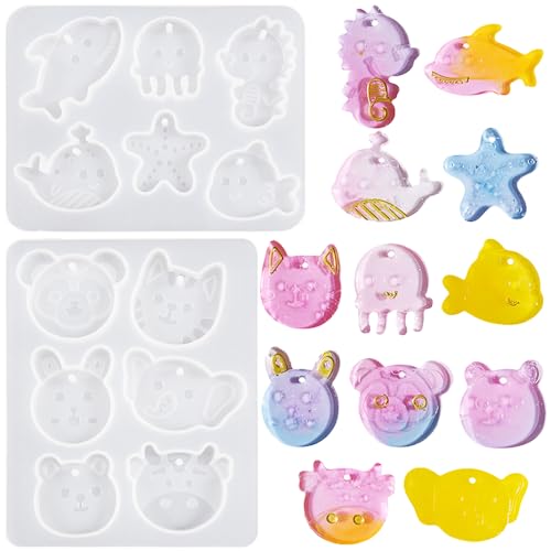 Nifocc 2 Stück Schmuck Epoxidharz Formen Anhänger Halskette Ohrringe Silikonformen Ozean Seestern Wale Tiere Kopf Schmuck Giessharz Formen Gießform Kristall Casting Form für DIY Basteln Nifocc 2 Stück Schmuck Epoxidharz Formen Anhänger Halskette Ohrringe Silikonformen Ozean Seestern Wale Tiere Kopf Schmuck Giessharz Formen Gießform Kristall Casting Form für DIY Basteln von Nifocc