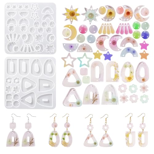 Nifocc 2 Stück Schmuck Epoxidharz Formen Anhänger Halskette Ohrringe Silikonformen Rund Stern Mond Schmuck Giessharz Formen Gießform Kristall Casting Form für DIY Basteln Nifocc 2 Stück Schmuck Epoxidharz Formen Anhänger Halskette Ohrringe Silikonformen Rund Stern Mond Schmuck Giessharz Formen Gießform Kristall Casting Form für DIY Basteln von Nifocc