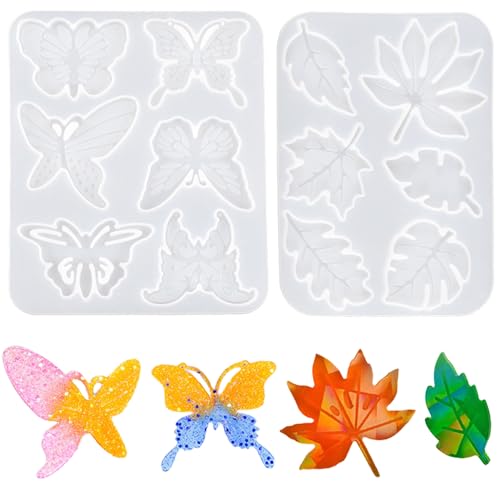 Nifocc 2 Stück Schmuck Epoxidharz Formen Anhänger Halskette Ohrringe Silikonformen Schmetterling Schmuck Giessharz Formen Blatt Gießform Kristall Casting Form für DIY Basteln Nifocc 2 Stück Schmuck Epoxidharz Formen Anhänger Halskette Ohrringe Silikonformen Schmetterling Schmuck Giessharz Formen Blatt Gießform Kristall Casting Form für DIY Basteln von Nifocc