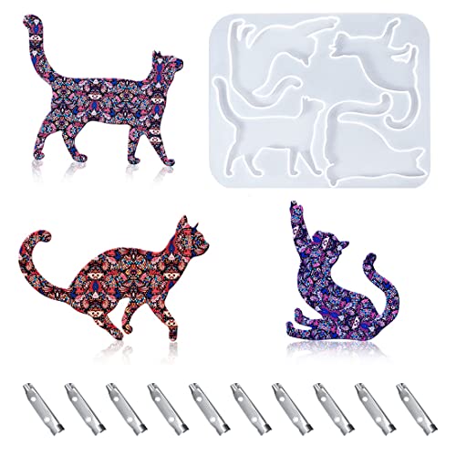 Nifocc Katze Epoxidharz Formen Resin Mold Katze Kristall Gießform Casting Form mit 10 Stück Brosches Tierform Silikonform Schmuck Silikon Formen für DIY Basteln Brosche Anhänger Halskette Ohrring Nifocc Katze Epoxidharz Formen Resin Mold Katze Kristall Gießform Casting Form mit 10 Stück Brosches Tierform Silikonform Schmuck Silikon Formen für DIY Basteln Brosche Anhänger Halskette Ohrring von Nifocc
