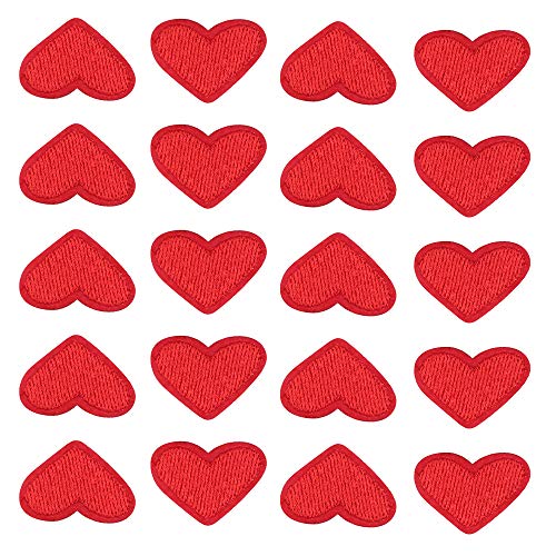 Nifocc Mini Herz Bestickte Patches gestickte Aufnäher für Kleidung Jeans Jacken Hüte Rucksäcke Schuhe - Rote 20 Stück von Nifocc