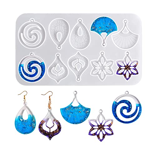 Nifocc Schmuck Epoxidharz Formen Anhänger Halskette Ohrringe Silikonformen Teardrop BlumeFächer Blatt Schmuck Giessharz Formen Gießform Kristall Casting Form für DIY Basteln von Nifocc