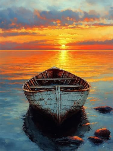 Diamond Painting Erwachsene, Diamant Painting Bilder Boot Runder DIY Vollbohrer Diamant Malerei Sonnenuntergang Stickerei Kreuzstich, Easy Mosaic Making Craft for Home Dekor Geschenke 30X40cm L-381 Diamond Painting Erwachsene, Diamant Painting Bilder Boot Runder DIY Vollbohrer Diamant Malerei Sonnenuntergang Stickerei Kreuzstich, Easy Mosaic Making Craft for Home Dekor Geschenke 30X40cm L-381 von Nigsnxng