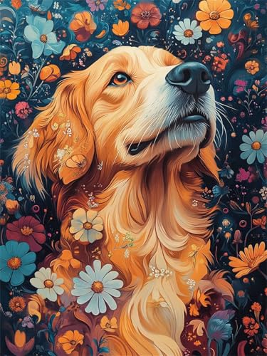Diamond Painting Erwachsene, Diamant Painting Bilder Hund Runder DIY Vollbohrer Diamant Malerei Gänseblümchen Stickerei Kreuzstich, Easy Mosaic Making Craft for Home Dekor Geschenke 30X40cm L-386 Diamond Painting Erwachsene, Diamant Painting Bilder Hund Runder DIY Vollbohrer Diamant Malerei Gänseblümchen Stickerei Kreuzstich, Easy Mosaic Making Craft for Home Dekor Geschenke 30X40cm L-386 von Nigsnxng