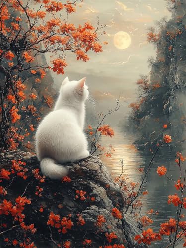 Diamond Painting Erwachsene, Diamant Painting Bilder Katze Runder DIY Vollbohrer Diamant Malerei Mond Stickerei Kreuzstich,Easy Mosaikherstellung Bastelset for Home Wand Dekor Geschenke 80x100cm L-392 Diamond Painting Erwachsene, Diamant Painting Bilder Katze Runder DIY Vollbohrer Diamant Malerei Mond Stickerei Kreuzstich,Easy Mosaikherstellung Bastelset for Home Wand Dekor Geschenke 80x100cm L-392 von Nigsnxng
