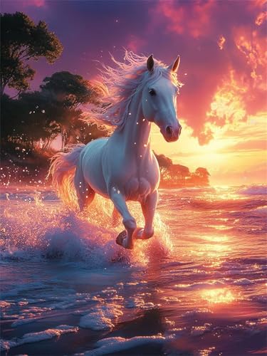 Diamond Painting Erwachsene, Diamant Painting Bilder Pferd Runder DIY Vollbohrer Diamant Malerei Sonnenuntergang Stickerei Kreuzstich, Easy Mosaic Making Craft for Home Dekor Geschenke 30X40cm L-396 Diamond Painting Erwachsene, Diamant Painting Bilder Pferd Runder DIY Vollbohrer Diamant Malerei Sonnenuntergang Stickerei Kreuzstich, Easy Mosaic Making Craft for Home Dekor Geschenke 30X40cm L-396 von Nigsnxng