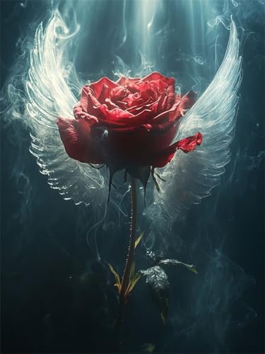 Diamond Painting Erwachsene, Diamant Painting Bilder Rose Runder DIY Vollbohrer Diamant Malerei Flügel Stickerei Kreuzstich,Easy Mosaikherstellung Bastelset for Home Wand Dekor Geschenke 30X40cm L-347 von Nigsnxng