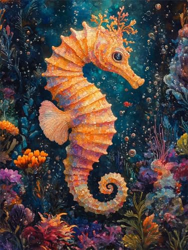 Diamond Painting Erwachsene, Diamant Painting Bilder Seepferdchen Runder DIY Vollbohrer Diamant Malerei Koralle Stickerei Kreuzstich, Easy Mosaic Making Craft for Home Dekor Geschenke 80x100cm L-389 Diamond Painting Erwachsene, Diamant Painting Bilder Seepferdchen Runder DIY Vollbohrer Diamant Malerei Koralle Stickerei Kreuzstich, Easy Mosaic Making Craft for Home Dekor Geschenke 80x100cm L-389 von Nigsnxng