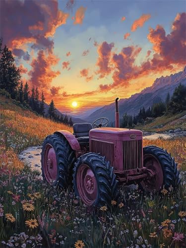 Diamond Painting xxl 90x120cm Herbst Diamant Painting Bilder Kinder, Full Drill DIY Diamant Malerei Traktor Crystal Rhinestone Embroidery Cross Stitch Art Craft for Home Schlafzimmer Wall Decor L-339 von Nigsnxng