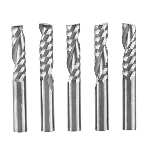 Schaftfräser, 5-teilige 6-mm-Schaft-Wolframcarbid-Einzelflöten-Schaftfräser, Spiralschneider, CNC-Fräser, zum Schneiden von Acryl-, PVC- und MDF-Dichtungsplatten von Niiyen