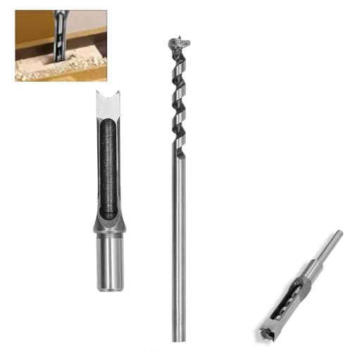 Stemmbohrer mit quadratischem Loch Stemmbohrer-Set Vierkant-Lochbohrer-Set Bohrer mit quadratischem Loch Platz Loch Bohrer Stemmen Bohrer für Holzbearbeitung Lochöffnung Bohrwerkzeuge(16mm) von Niiyen