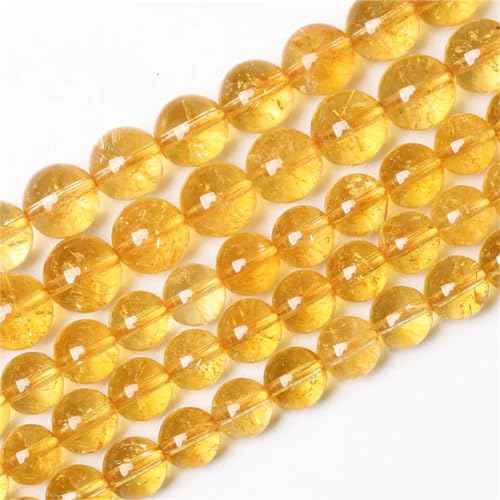 AAAAA Natürliche Quarz-Topas-Perlen, Kristallperlen, Natursteinperlen für Schmuckherstellung, DIY-Halskette, Armband, Citrine, 12 mm, 30 bis 32 Stück von Niiyyjj