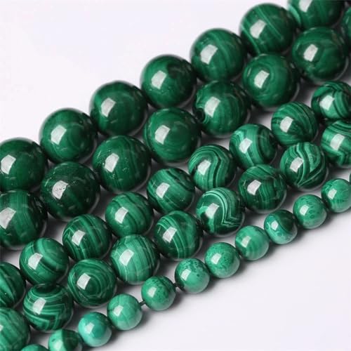 AAAAA Natürliche Quarz-Topas-Perlen, Kristallperlen, Natursteinperlen für Schmuckherstellung, DIY-Halskette, Armband, Malachit, Stein, 4 mm, 85 bis 95 Stück von Niiyyjj