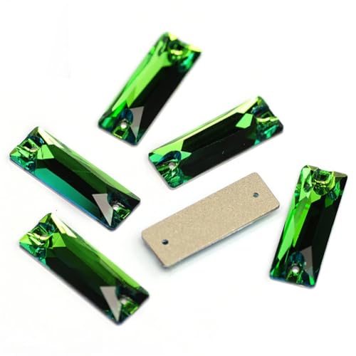 Cosmic Baguette-Glassteine, flache Rückseite, Strass, zum Nähen, Basteln, lose Perlen, Kristall, zum Aufnähen, Strass, Peridot, 6 x 18 mm, 28 Stück von Niiyyjj