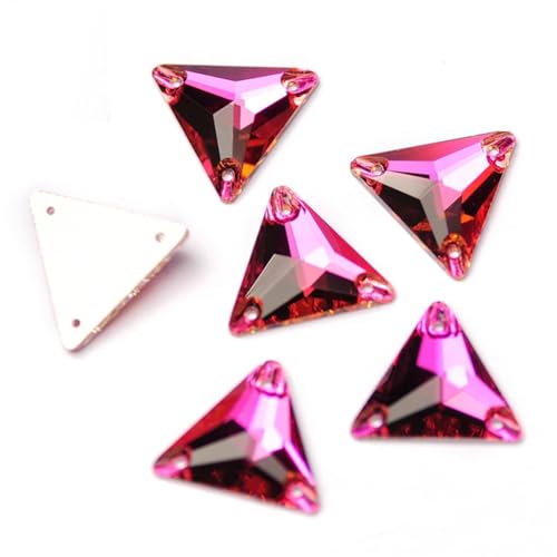 Dreieckige Kristall-Strasssteine zum Aufnähen, Glasperlen, flache Rückseite, Strasssteine für Kleidung, Fuchsia, 22 mm, 8 Stück von Niiyyjj