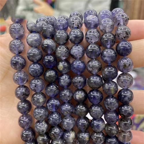 Natürliche Cordierit Iolith Stein Perlen Echte Halbedelsteine Sri Lanka Runde Perlen für Schmuckherstellung 8mm 45 bis 48pcs von Niiyyjj