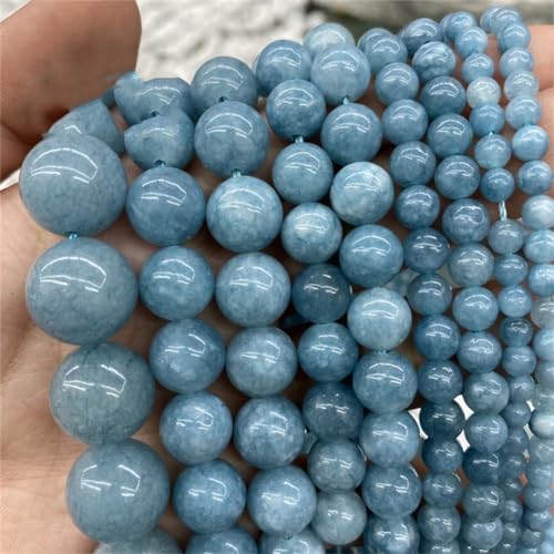 Natürliche Steinperlen Blau Aquamarin Angelit Runde Lose Perlen für Schmuckherstellung DIY Armband 6mm 59 bis 63pcs von Niiyyjj