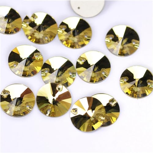Rivoli Kristall-Strasssteine zum Aufnähen, Glassteine, flache Rückseite, zum Nähen, für Handarbeiten, Handwerk, leichter Topas, 16 mm, 16 Stück von Niiyyjj