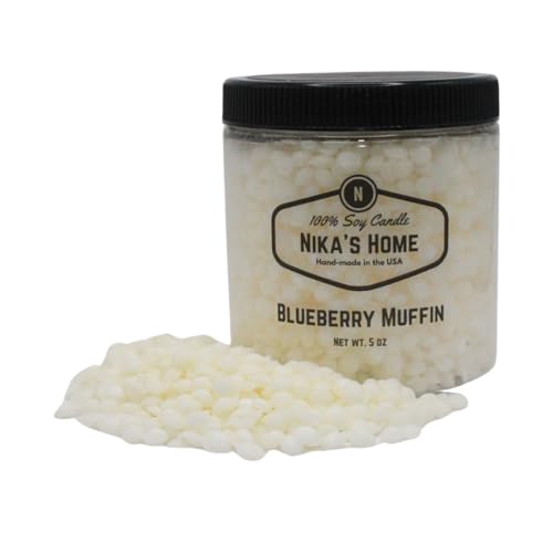 Nika's Home Blueberry Muffin Soja Melts – starke Düfte – fügen Sie Kerzen hinzu, um Ihre eigenen Mischungen zu kreieren oder allein in Wachswärmer zu verwenden – Wachspastillen – 142 ml Glas, bis zu von Nika's Home