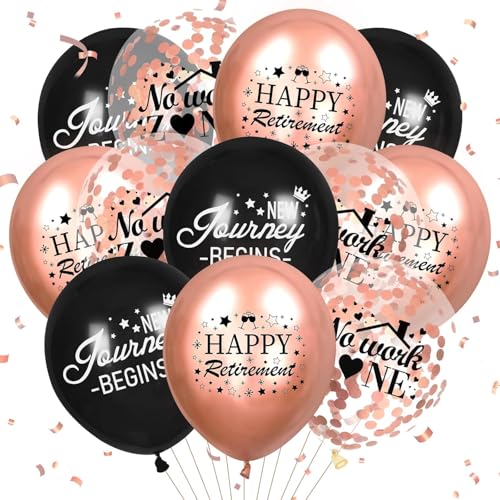 18 Stück Happy Retirement Luftballons – 30,5 cm schwarze, rosa Latex-Luftballons für den Ruhestand, Motto-Party-Dekorationen von Nikolaus