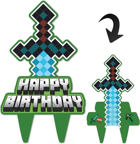 Kuchenaufsatz "Happy Birthday", Pixel-Stil, Kuchendekoration, Block-Videospiel-Thema-Kuchenaufsatz für Kinder, Jungen und Mädchen Kuchenaufsatz "Happy Birthday", Pixel-Stil, Kuchendekoration, Block-Videospiel-Thema-Kuchenaufsatz für Kinder, Jungen und Mädchen von Nikolaus