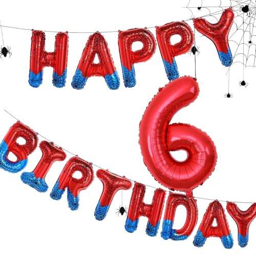 Spinnenmotiv Happy Birthday Banner Party Dekorationen Große Zahl 6 Folienballons Superhelden Party Dekorationen für Junge Spinnenmotiv Happy Birthday Banner Party Dekorationen Große Zahl 6 Folienballons Superhelden Party Dekorationen für Junge von Nikolaus