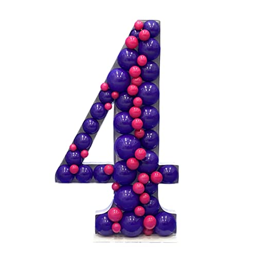 Nummer 4 Nikoloon® Rahmen für Ballon-/Blumen-/LED-Lichterdekoration oder Snacktablett — 70 cm groß | Geburtstags- und Jubiläumsparty-Mosaik-Dekorständer von Nikoloon