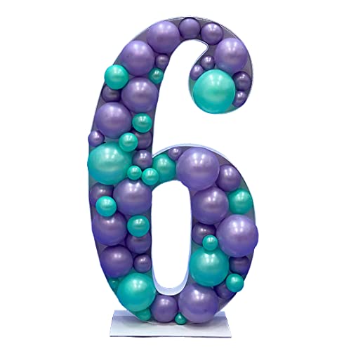 Nummer 6 Nikoloon® Rahmen für Ballon-/Blumen-/LED-Lichterdekoration oder Snacktablett — 70 cm groß | Geburtstags- und Jubiläumsparty-Mosaik-Dekorständer von Nikoloon