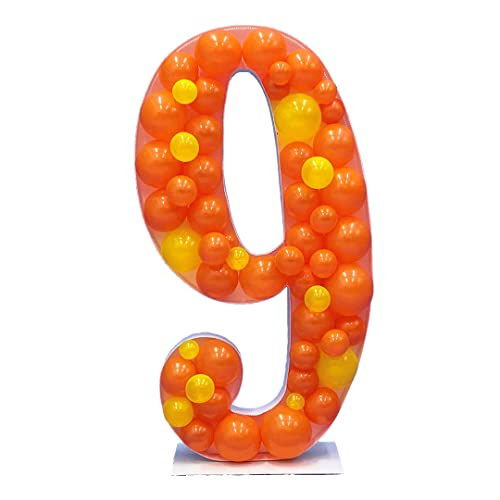 Nummer 9 Nikoloon® Rahmen für Ballon-/Blumen-/LED-Lichterdekoration oder Snacktablett — 70 cm groß | Geburtstags- und Jubiläumsparty-Mosaik-Dekorständer von Nikoloon