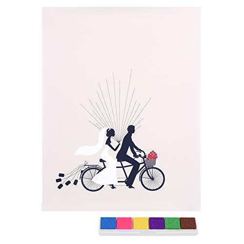 Nikou Fingerabdruck-Malerei-Plakat-Hochzeits-DIY-Dekor-Haushaltsbedarf, Fingerabdruck-Bräutigam-Braut-Fahrrad-Muster von Nikou