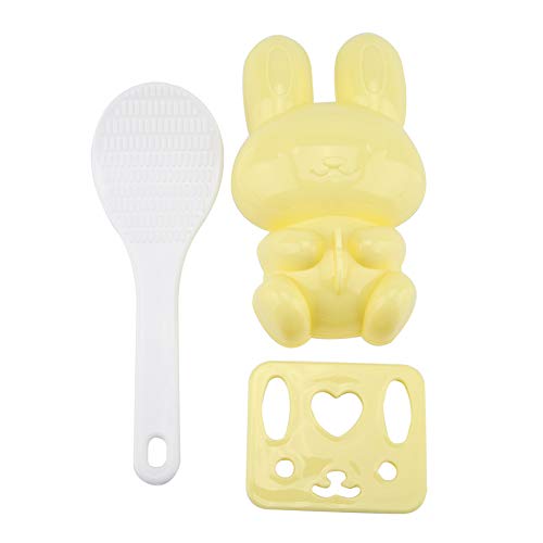 Nikou 3pcs Food Grade PP Cartoon Kaninchenmodell Sushi Reisform Safer DIY -Kunsthandwerk Onigiri machen Werkzeug für Kinder Gelbrosa (Gelb) von Nikou