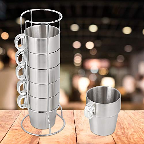 Nikou Doppelschichtiges Anti-Verbrühungs-Edelstahl-Kaffeetassen-Set mit Getränkehalter-Ständer, 2 Tassen, ideal für Haus und Garten Nikou Doppelschichtiges Anti-Verbrühungs-Edelstahl-Kaffeetassen-Set mit Getränkehalter-Ständer, 2 Tassen, ideal für Haus und Garten von Nikou